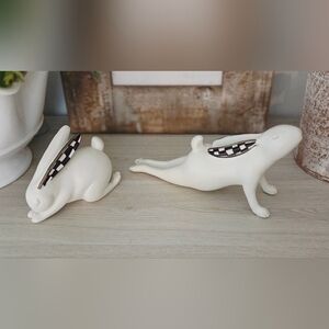 Adorable set of, checked Namaste bunnies!